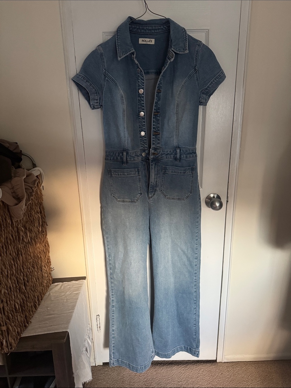 ROLLA'S Light Blue Denim Short-Sleeve Jumpsuit Overalls